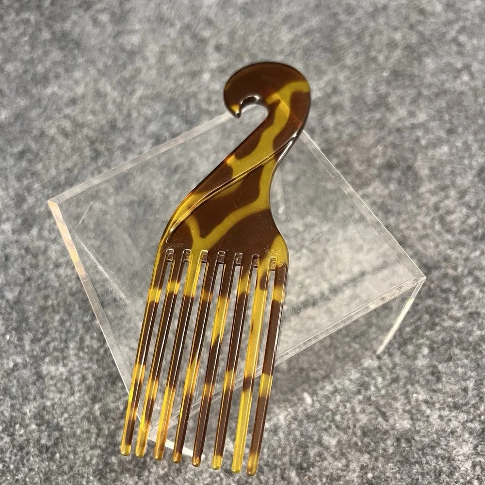 Vintage Goody Curve Hook Handle Tortishell Comb Pick 6.25